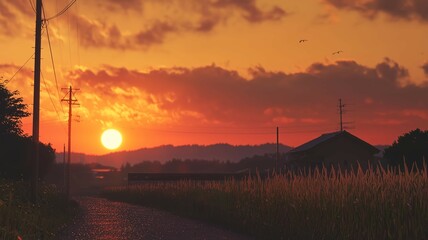 Naklejka premium 日本の田舎の風景