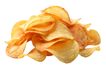A pile of crispy potato chips.