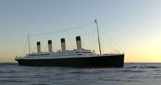 RMS Titanic Ocean Liner at Sunset
