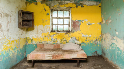 Common lodging house, A digital artwork of a chaotic lodging house scene with high fidelity details.