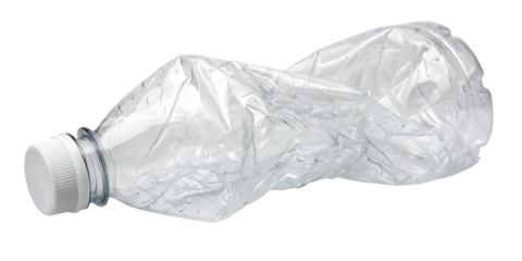 Crushed plastic bottle, recycling concept