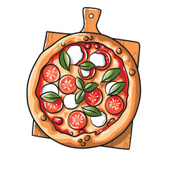 Colorful Pizza with Toppings Illustration