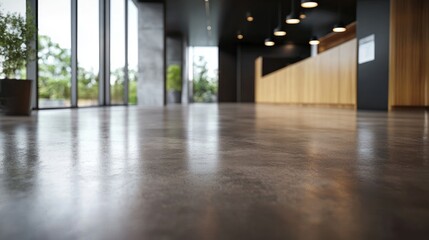Fototapeta premium Modern Polished Concrete Floor in a Contemporary Office Space