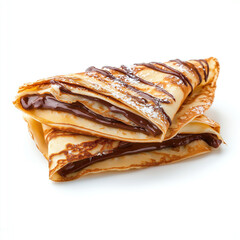 close up of nutella crepes isolated on white background