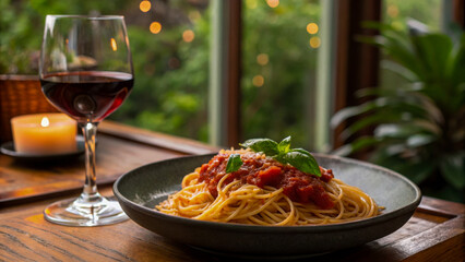spaghetti with tomato sauce - Delicious Spaghetti Pasta with Tomato Sauce and Red Wine – Cozy Dining Scene