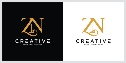 Initial ZN or NZ Logo Design Vector
