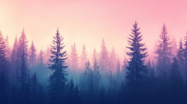 Misty Sunrise in a Pine Forest (1)