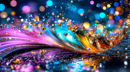 Abstract multi-colored glittering wave background