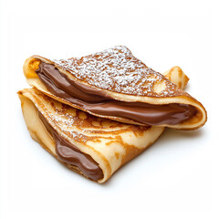 close up of nutella crepes isolated on white background