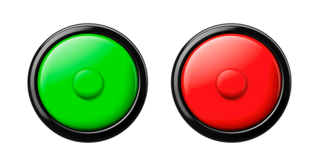 Red and green round buttons
