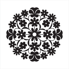 Symmetrical black and white floral design Silhouette 
