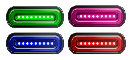 Rectangular push-button icons in different colors for modern technology interface design