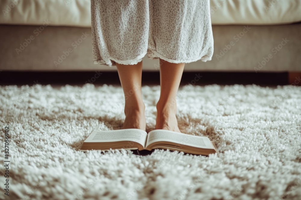 Aufkleber a person is standing on top of an open book, with the pages fluttering outwards