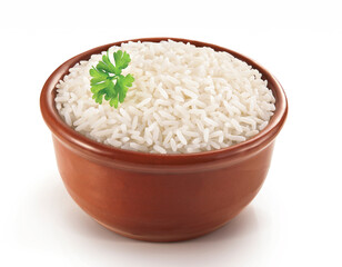 ARROZ BRANCO EM BOWL DE CERAMICA MARROM