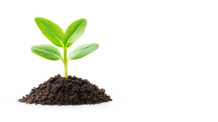 Naklejka premium Fresh green seedling emerging from rich soil