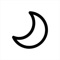 A simple crescent moon icon, suitable for representing night, sleep, or phases of the moon.