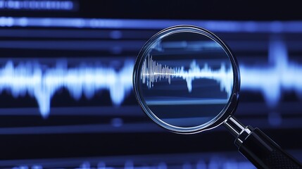 Analyzing sound waves on computer screen with magnifier