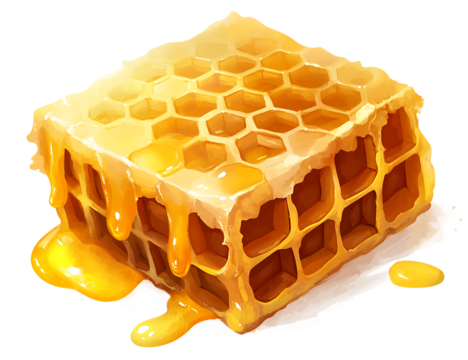 Honeycomb with honey  isolated on white background PNG , AI GENERATED