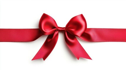 Vibrant Red Bow with Perfect Loops on White Background