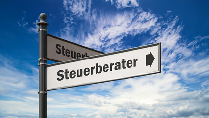 Fototapeta premium Signposts the direct way to tax consultant