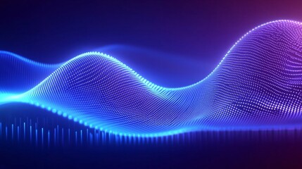 Radiant blue wave patterns transmit digital energy