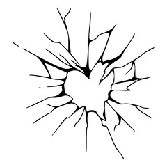 cracked glass vector illustration with heart shape