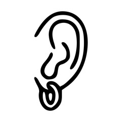 ear with ear piercing outline vector illustration