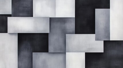 Abstract geometric pattern featuring varying shades of gray and white rectangles