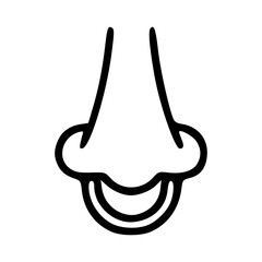 nose with nostril piercing outline vector illustration