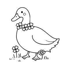 cute duck with flower necklace