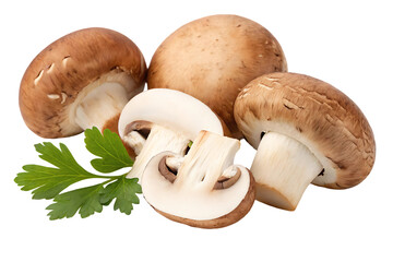 Fresh brown mushrooms with parsley