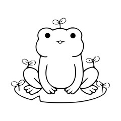 cute frog with sprouts vector