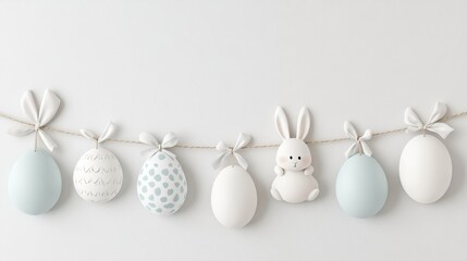 Obraz premium Easter festival celebration colorful eggs and bunny decor in april home environment