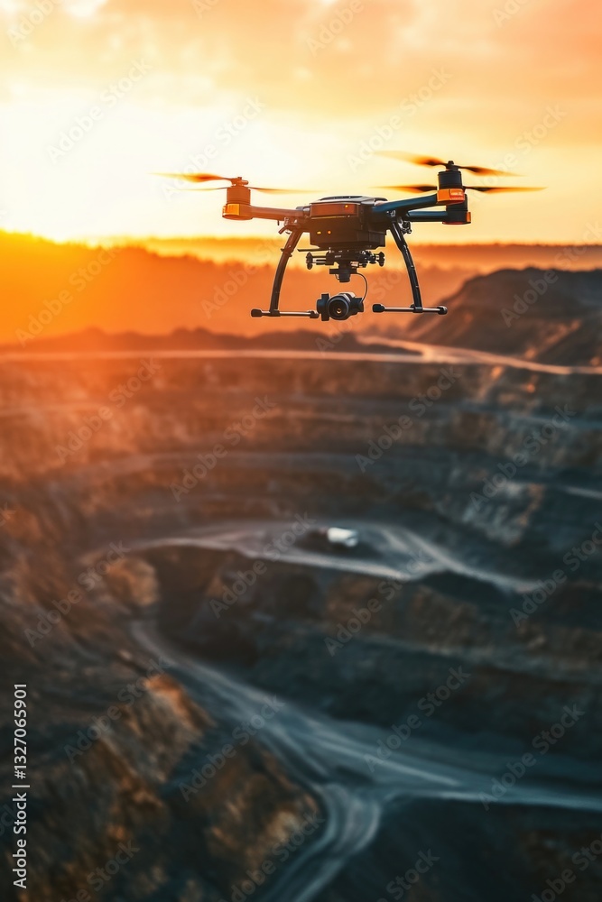 Leinwandbilder aerial view of an open pit mining site from above, suitable for industrial or environmental use
