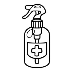disinfectant spray bottle outline vector icon