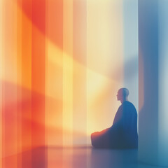 Generated illustration.  monk is in prayer	