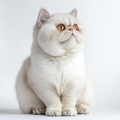 Obraz premium Fluffy White Cat with Striking Eyes