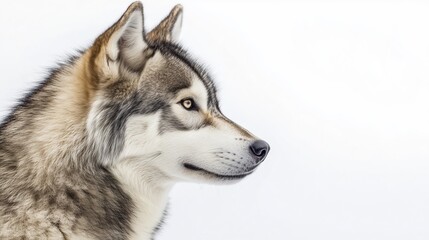 Obraz premium Beautiful Wolf Portrait on White Background