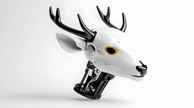 Mechanical Deer Head in Metallic Accents - Powered by Adobe