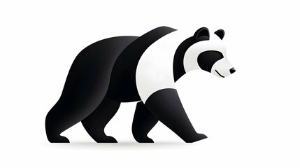 Fototapeta premium Minimalist Black And White Panda Bear Geometric Design Illustration