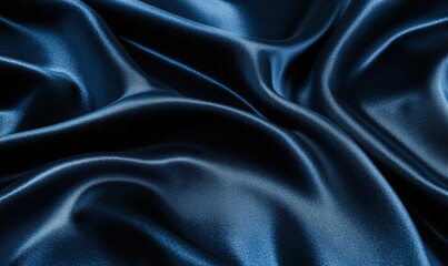 Fototapeta premium Smooth, dark blue silk fabric background for luxurious designs