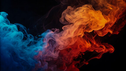fire and smoke- Abstract Smoke in Blue and Orange – Fire and Ice Concept Background