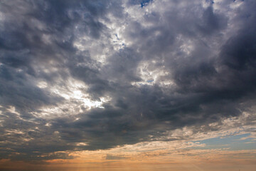 Fototapeta premium Morning sky with pink clouds, sunrise and daylight saving time
