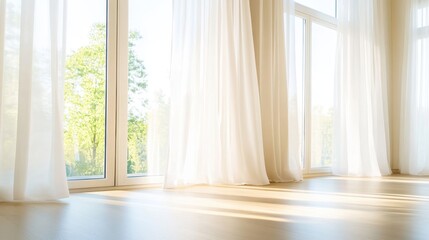 Modern Room With Abundant Natural Light And Curtains