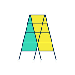 Filled outline Wooden staircase icon isolated on white background. Vector