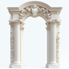 Fototapeta premium Elegant Architectural Archway: Intricately designed classical archway in a pristine display of architectural artistry, featuring detailed relief sculptures and fluted columns. A symbol of grandeur.