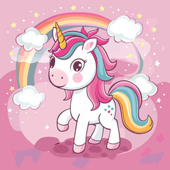 Fototapeta premium A basic line drawing of a unicorn to color