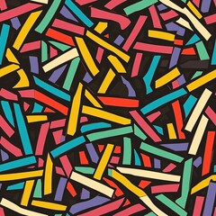 Abstract Seamless Pattern with Colorful Rectangles on Dark Background - Geometric Vector Illustration