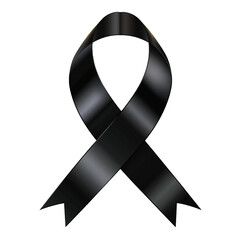 Black awareness ribbon isolated on transparent background
