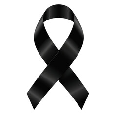 Black awareness ribbon isolated on transparent background